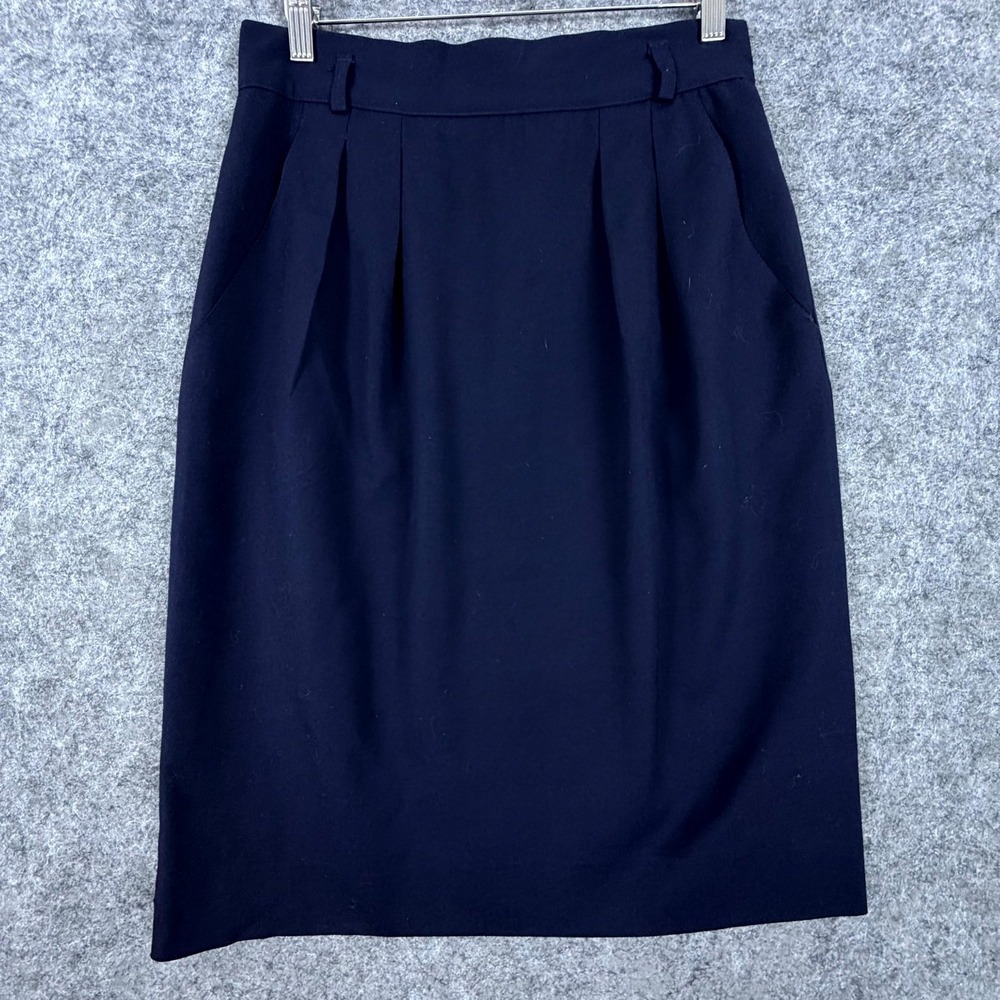 Vintage Jones New York Office Skirt Women 10 Navy Blue Capsule Basics Business